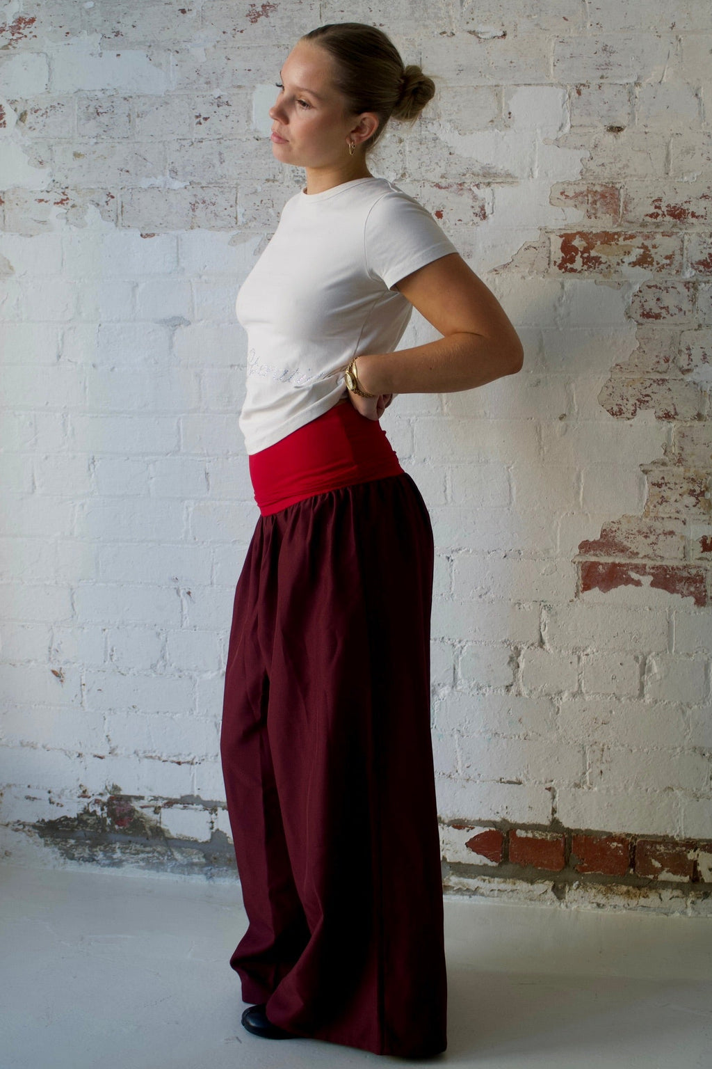 The Ruth Pant in Cherry & Red