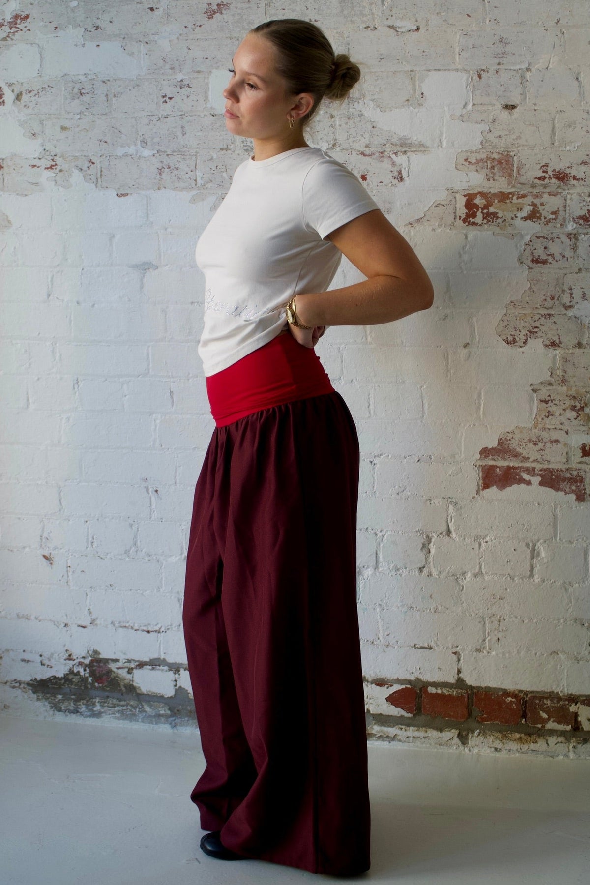 The Ruth Pant in Cherry & Red