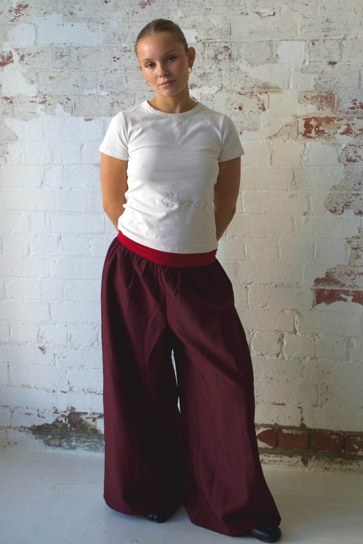 The Ruth Pant in Cherry & Red