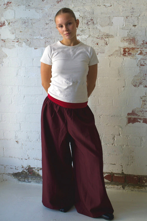 The Ruth Pant in Cherry & Red