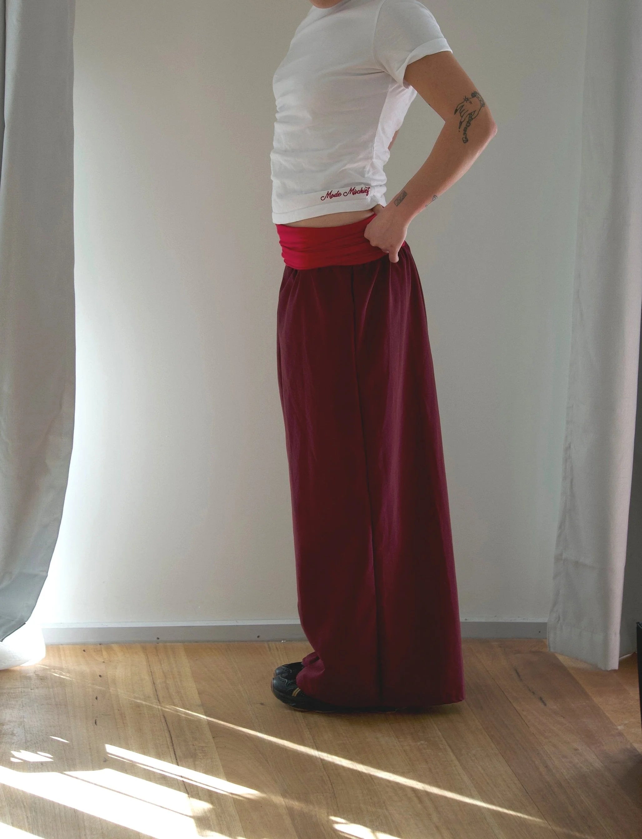 The Ruth Pant in Cherry & Red